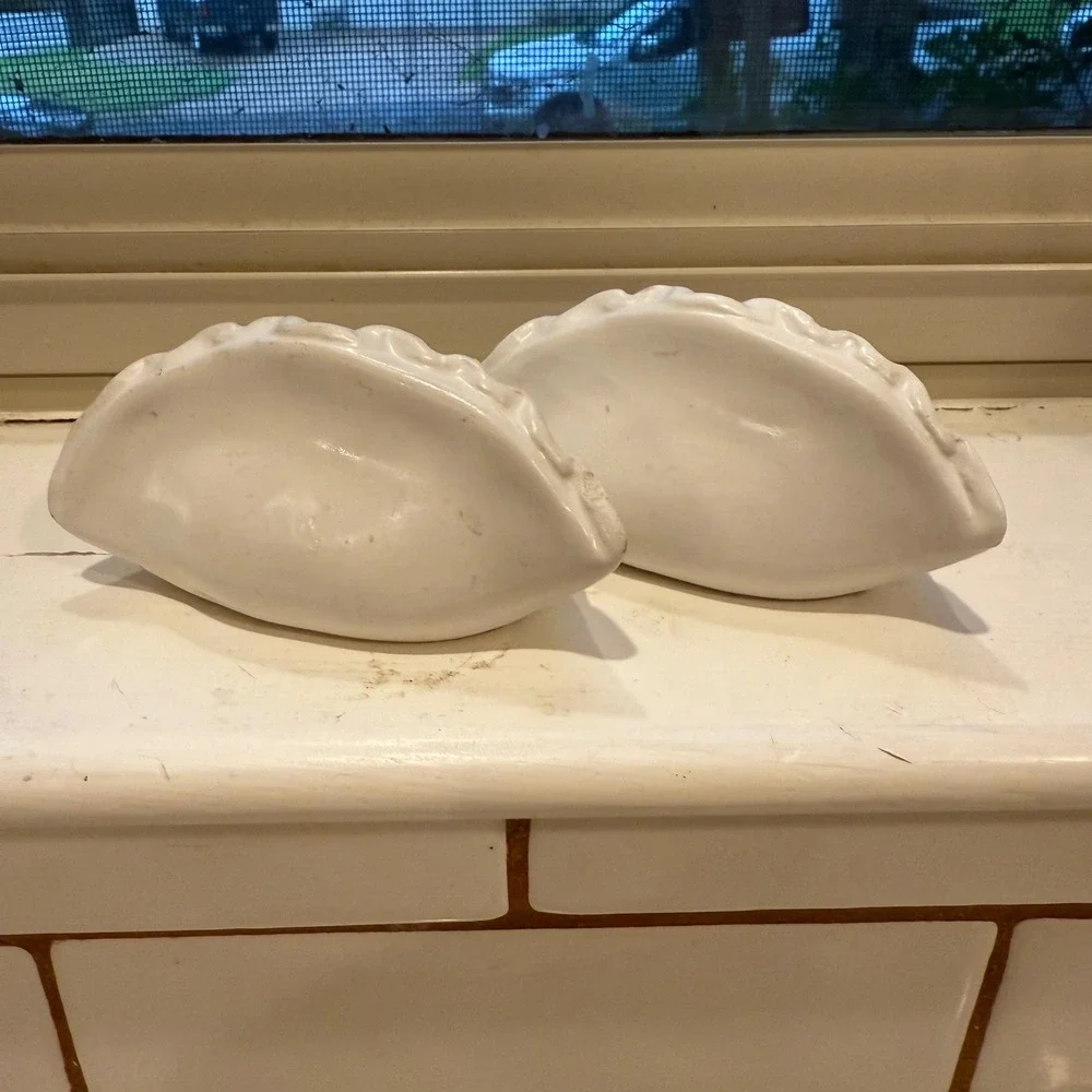 Ceramic Dumpling Salt and Pepper Shakers White Kitchen Decor Cute